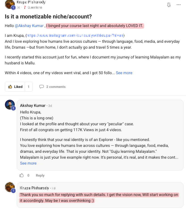 Community member getting value