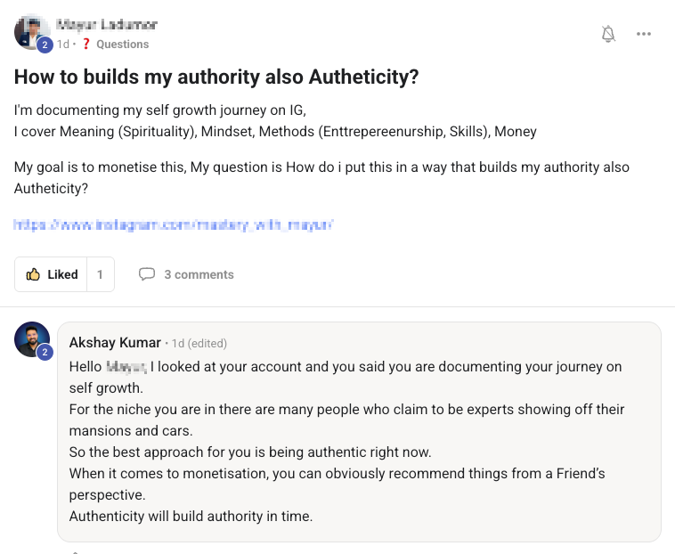 Community member getting value